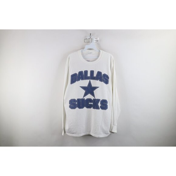 Vtg Y2K Mens XL Buffalo Bills Dallas Cowboys Suck Football Long Sleeve T-Shirt